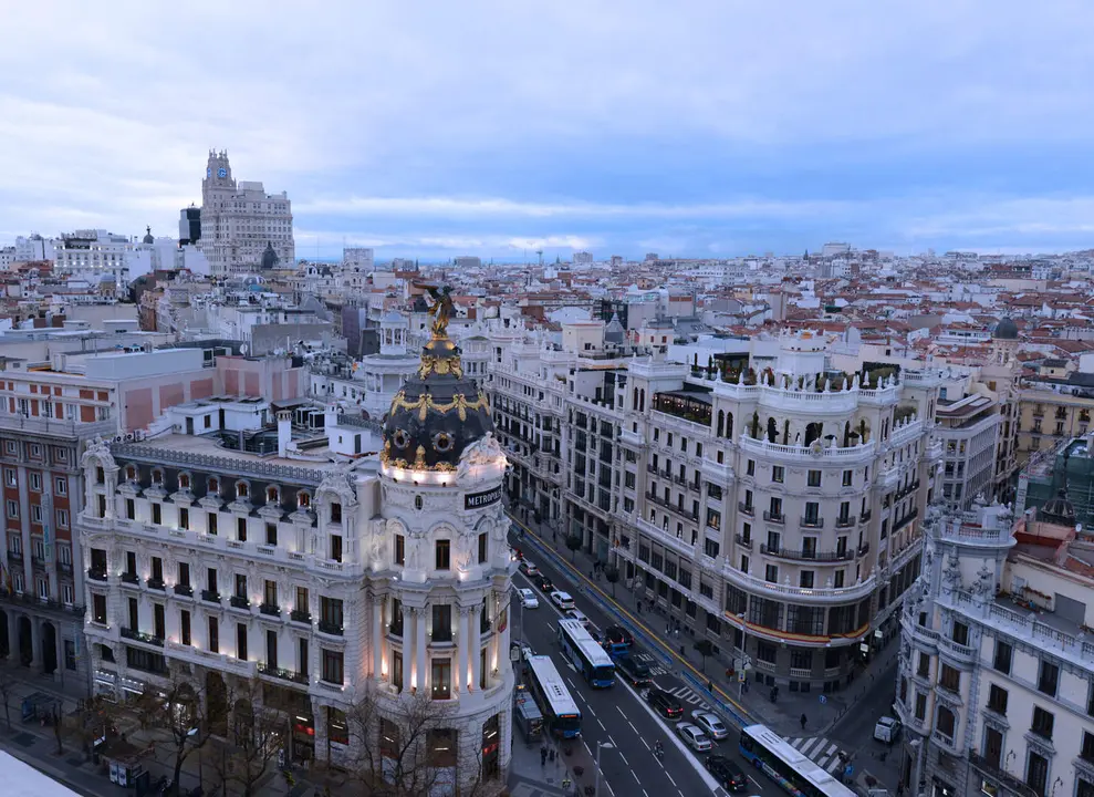 Imagen de la Gran Vía desde la azotea del Circulo de Bellas Artes