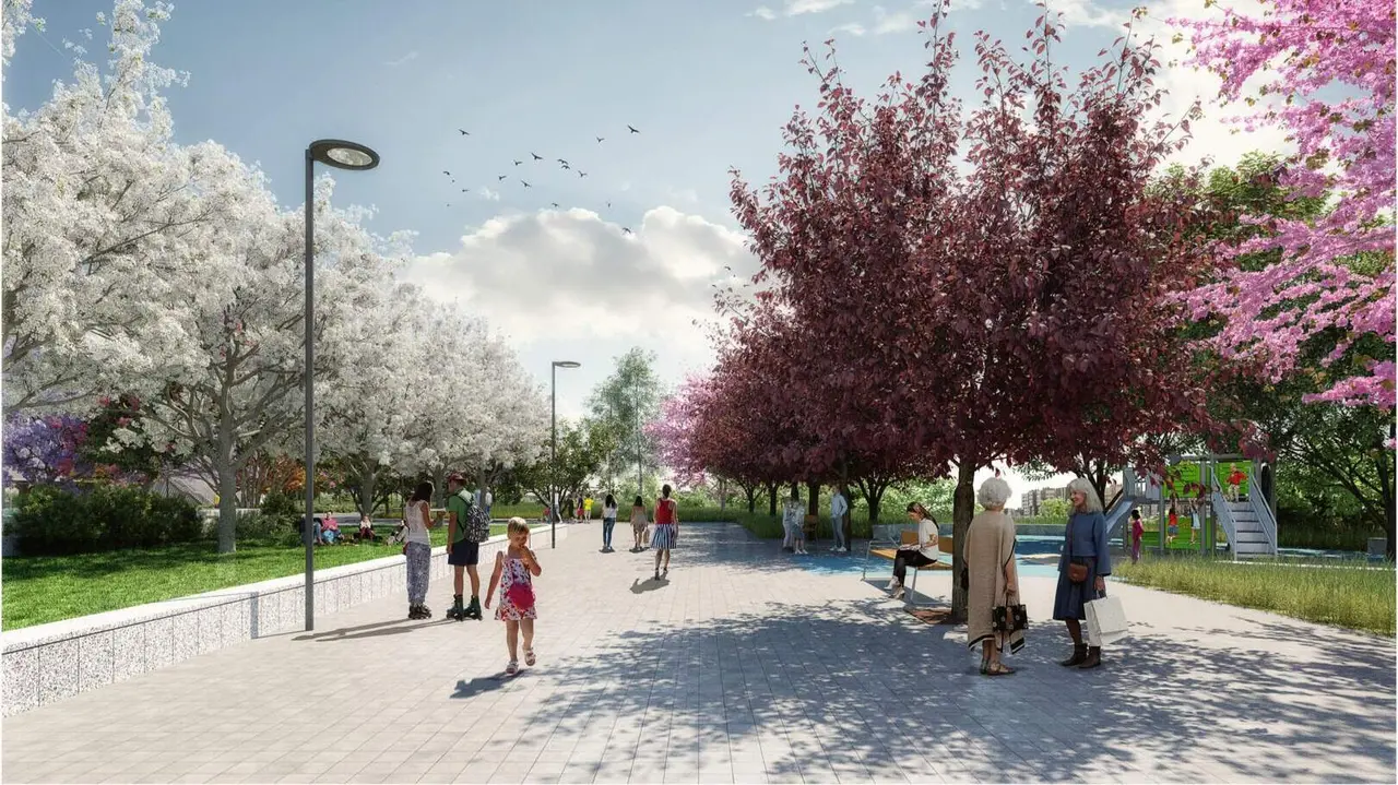 Recreación digital del proyecto modificado de urbanización del entorno de la antigua fábrica de CLESA
