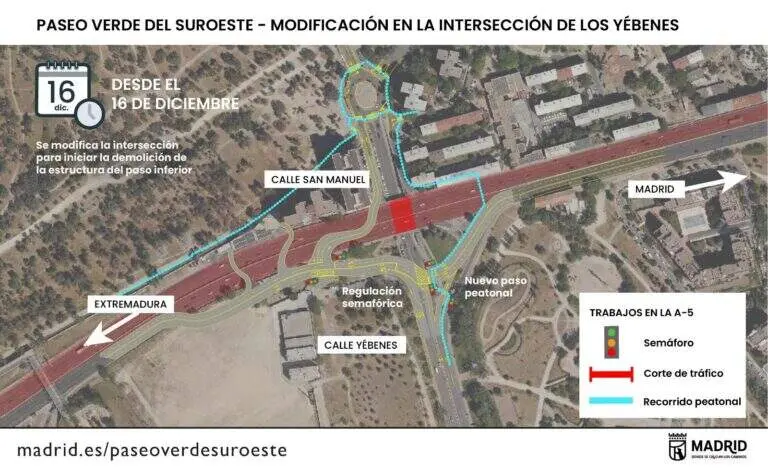 Plano del Paseo Verde del Suroeste-Modificaci&oacute;n en la intersecci&oacute;n de los Y&eacute;benes