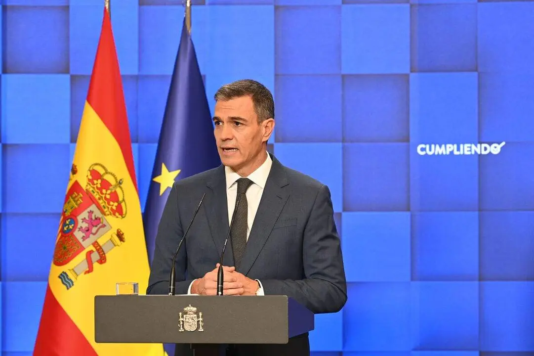Pedro S&aacute;nchez, ante los medios de comunicaci&oacute;n - Foto de Pool Moncloa/Borja Puig de la Bellacasa