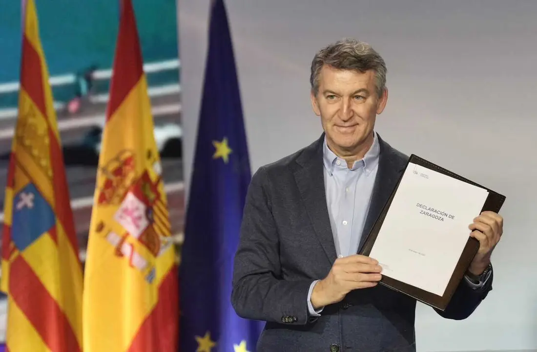 Alberto N&uacute;&ntilde;ez Feij&oacute;o, en la firma de la 'Declaraci&oacute;n de Zaragoza' | Foto de PP/David Mudarra