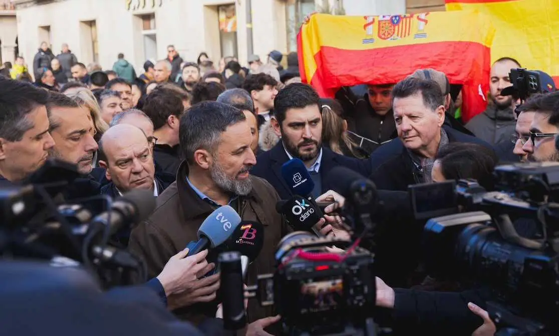 El l&iacute;der de Vox, Santiago Abascal, en Zuera (Zaragoza) | Foto de Vox