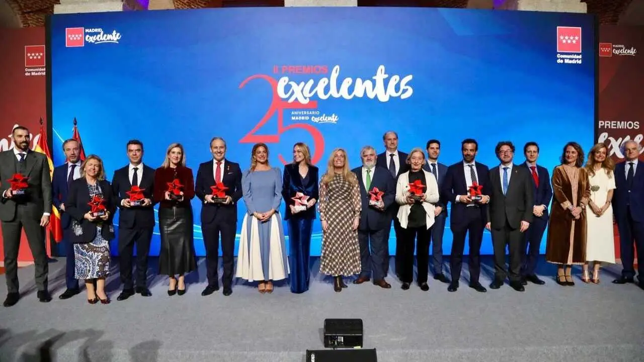 Foto de familia de los premiados en la II edici&oacute;n de los premios Madrid Excelentes