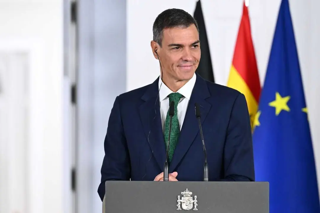 El presidente del Gobierno, Pedro S&aacute;nchez, en una comparecencia en Moncloa | Foto de Pool Moncloa/Borja Puig de la Bellacasa