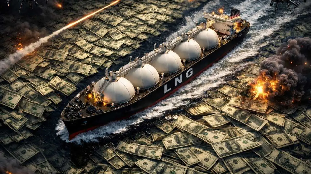 Imagen que recrea un mar de dinero por el mercado del gas EEUU - Foto de Enegy Flux