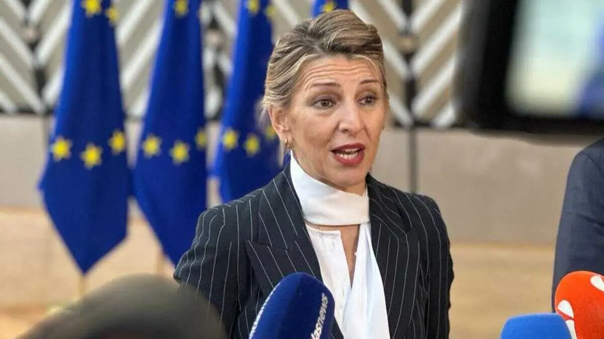 La vicepresidenta segunda del Gobierno y ministra de Trabajo y Econom&iacute;a Social, Yolanda D&iacute;az, a su llegada al Consejo de Empleo, Pol&iacute;tica Social, Sanidad y Consumidores (EPSCO), en Bruselas - Foto de Moncloa