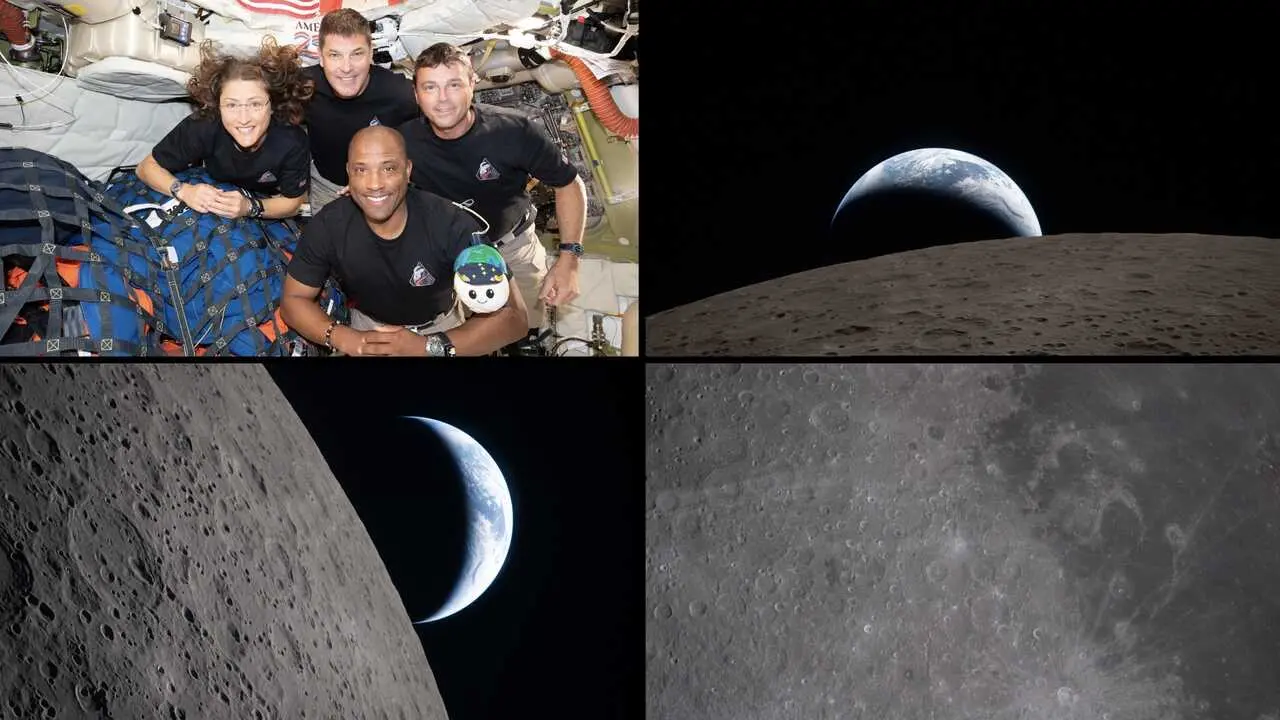 Montaje propio elaborado con fotos de la NASA de la Misi&oacute;n Artemis II