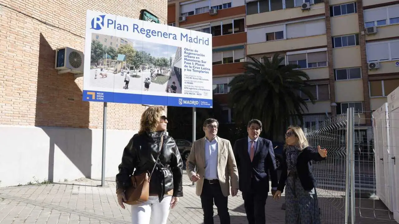 Gonz&aacute;lez y P&eacute;rez en recorrido zona Manoteras incluida en Plan Regenera Madrid - Foto Ayuntamiento de Madrid