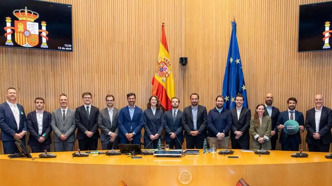 Foto de a Asociaci&oacute;n de Operadores de Recarga Ultrarr&aacute;pida (AORU) en el Congreso de los Diputados