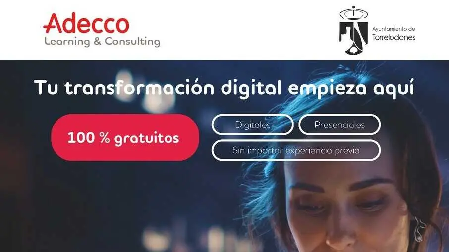 Cartel cursos Adecco Torrelodones en mayo