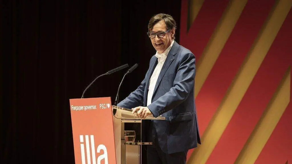 Salvador Illa, en un mitin de campa&ntilde;a | Foto del PSC