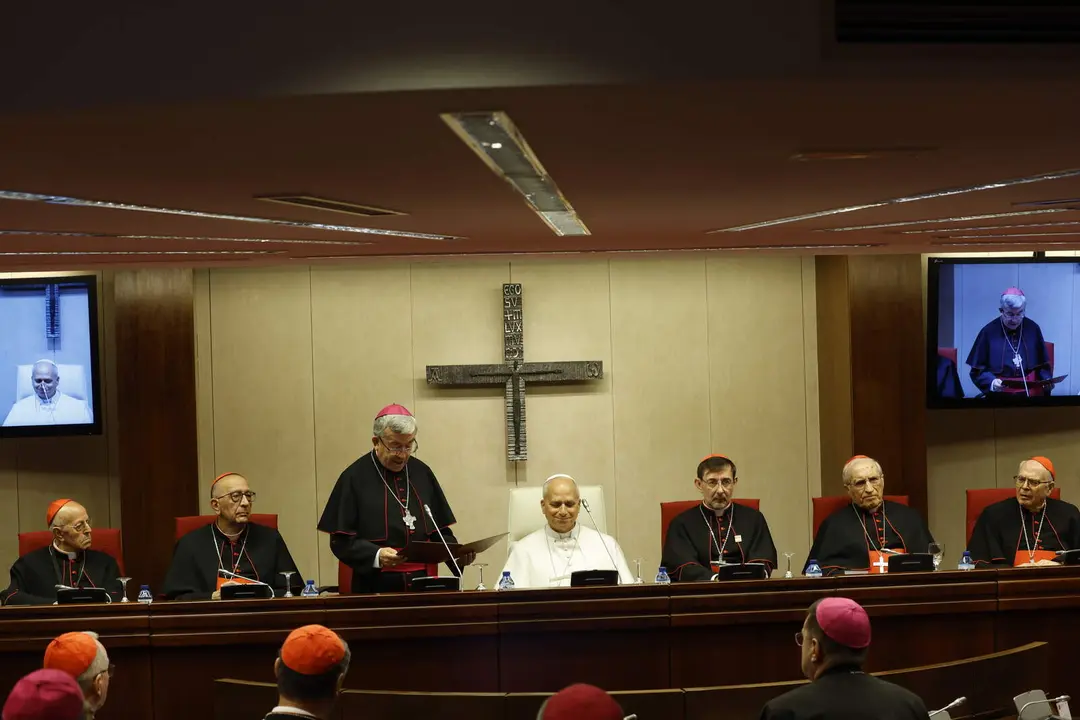 El Papa, este lunes en la Conferencia Episcopal - Foto de 'Conelpapa.es'/J.J Guill&eacute;n/EFE