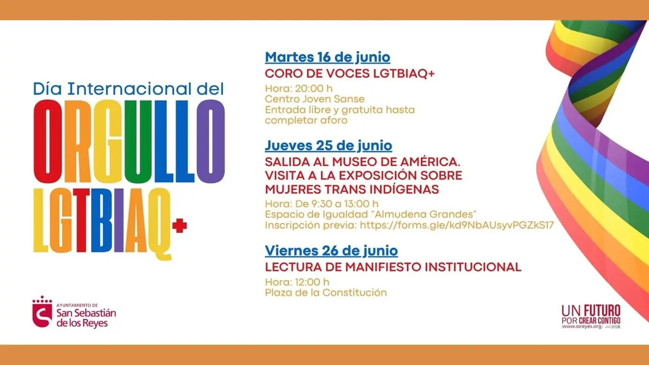 San Sebasti&aacute;n de los Reyes prepara el Orgullo LGTBIAQ+ con m&uacute;sica, arte y un manifiesto institucional - Imagen del Ayuntamiento de San Sebasti&aacute;n con una franja naranja