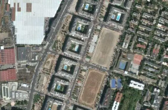Imagen a&eacute;rea de la parcela en el distrito de Villaverde (C) Geoportal Ayuntamiento de Madrid