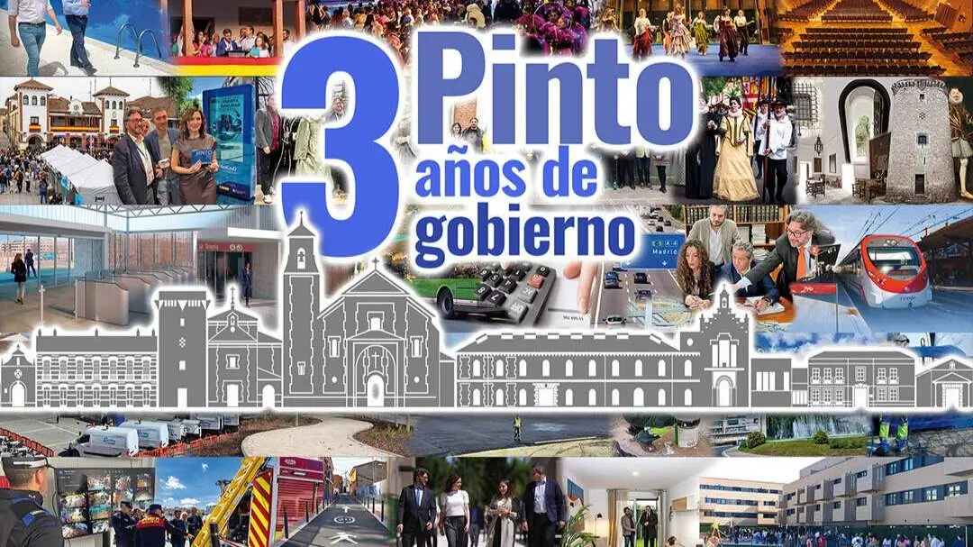 Pinto hace balance de tres a&ntilde;os de gesti&oacute;n con el paro en m&iacute;nimos hist&oacute;ricos y 200 medidas impulsadas - Imagen collage del Ayuntamiento de Pinto