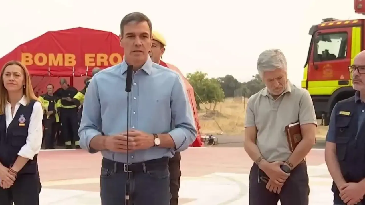 Pedro S&aacute;nchez durante los incendios