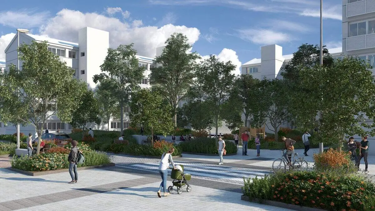 Recreaci&oacute;n &aacute;rea estancial del Plan Regenera en barrio madrile&ntilde;o