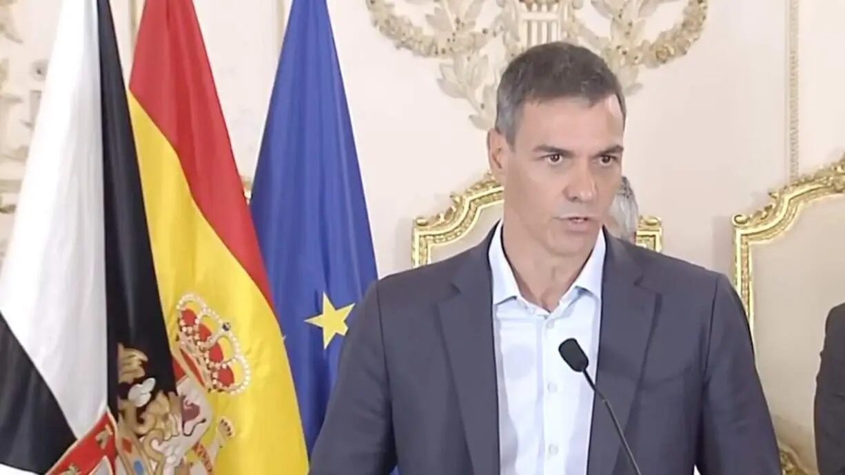 Pedro S&aacute;nchez durante su rueda de prensa.