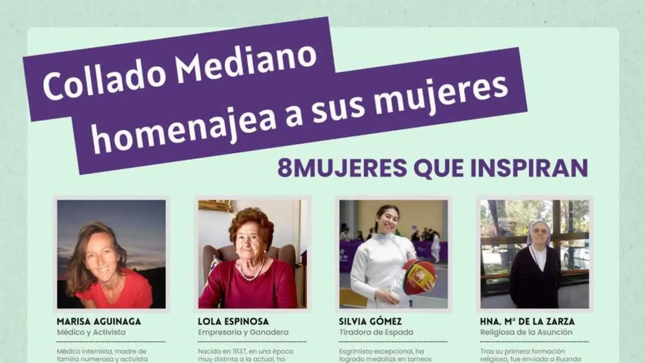 Cartel de la campa&ntilde;a 8 Mujeres de Collado - Imagen del Ayuntamiento de Collado Mediano