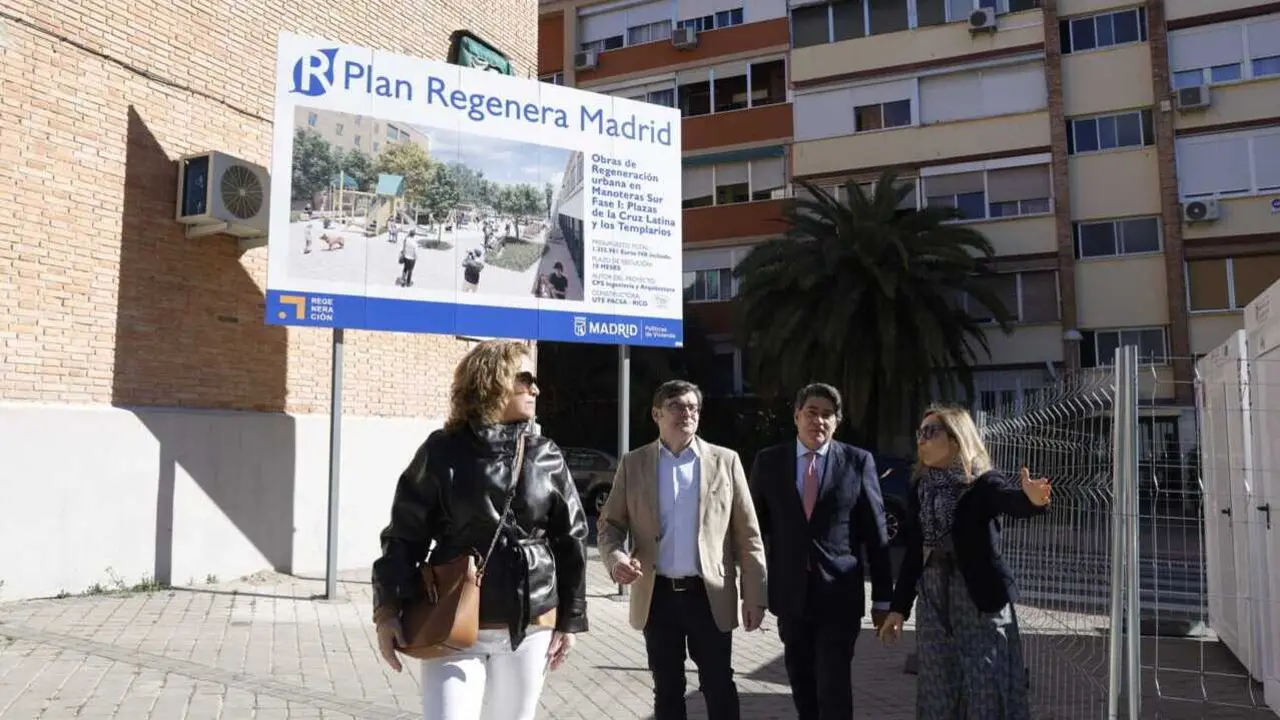 Gonz&aacute;lez y P&eacute;rez en recorrido zona Manoteras incluida en Plan Regenera Madrid - Foto Ayuntamiento de Madrid