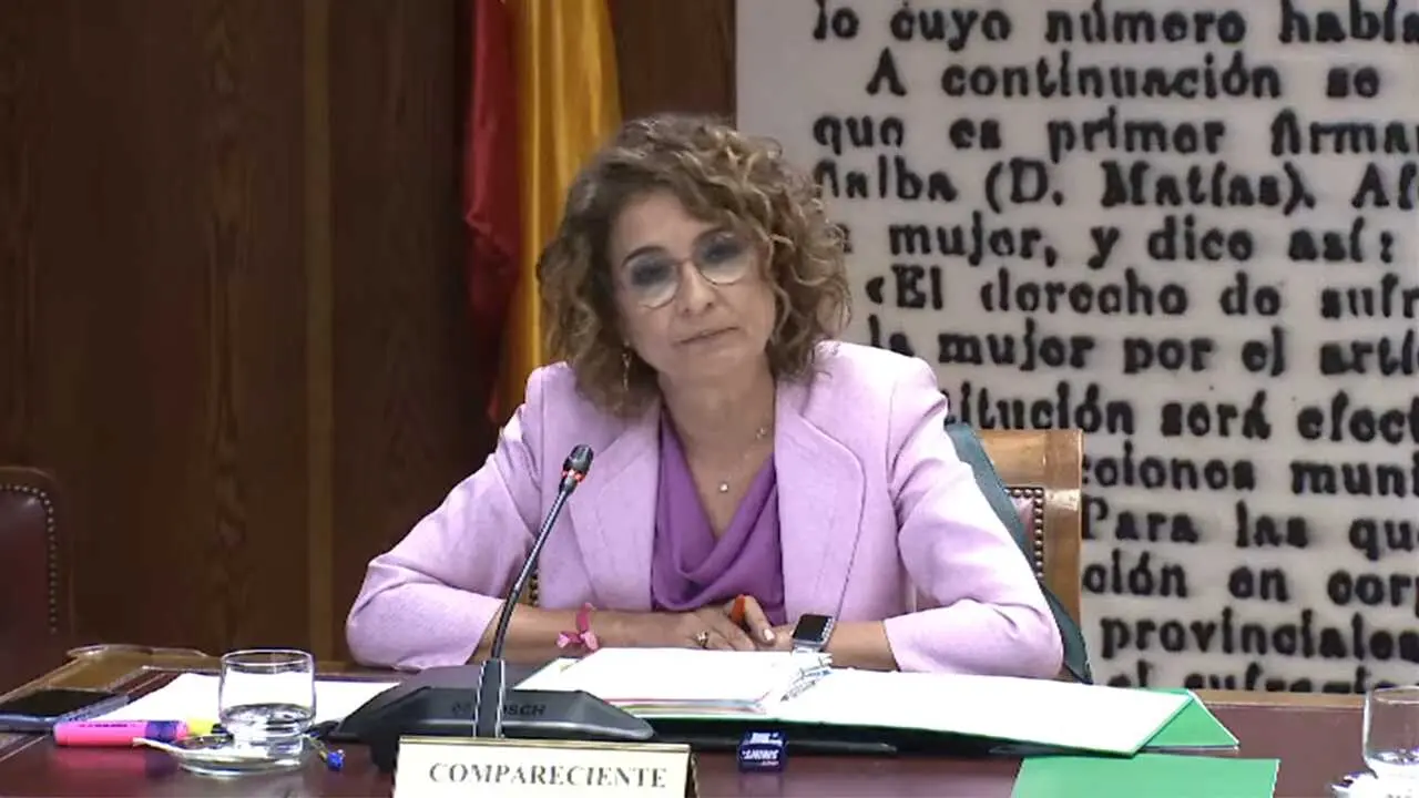 Mar&iacute;a Jes&uacute;s Montero comparece en el Senado por el caso SEPI - Imagen durante su intervenci&oacute;n en directo v&iacute;deo difundido por el Senado