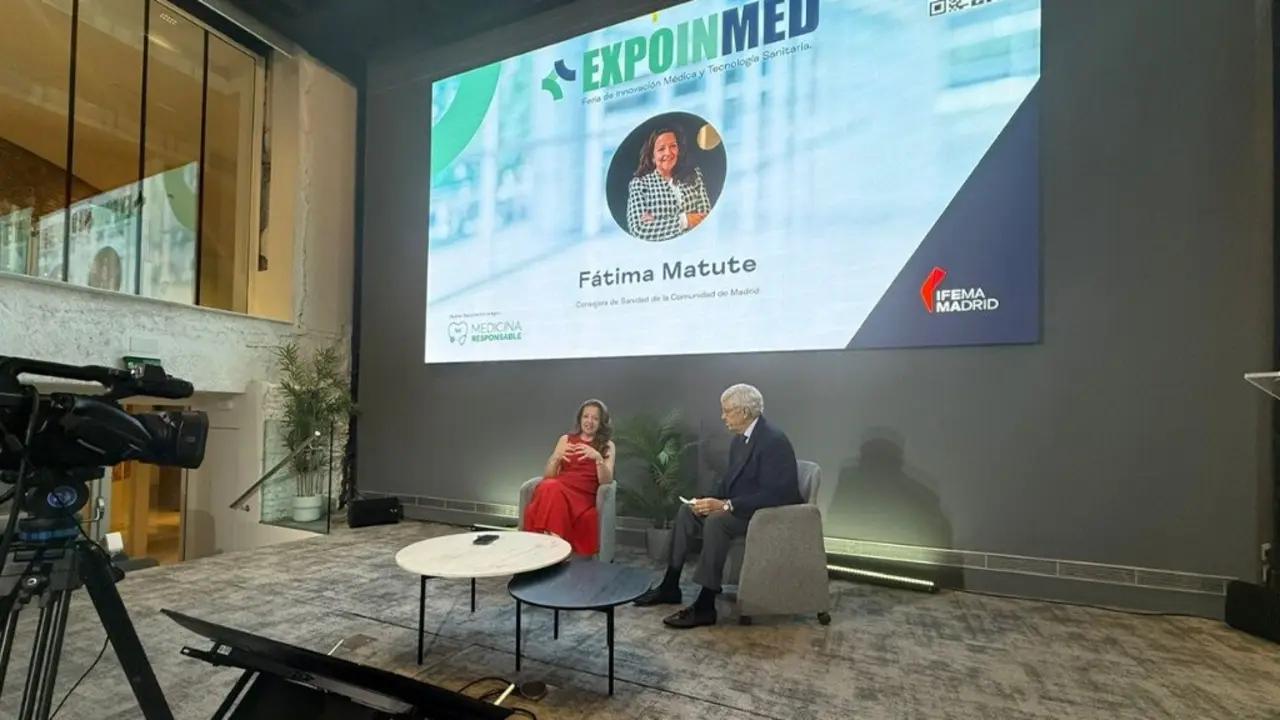 La consejera Matute, en la presentaci&oacute;n de la Feria  Expoinmed - Foto Comunidad de Madrid