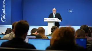 Miguel Tellado este mi&eacute;rcoles en la rueda de prensa - Foto del PP