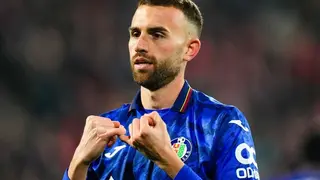 El delantero del Getafe Borja Mayoral, tras marcar un gol en el partido del viernes | Foto de LALIGA