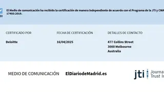 Certificado y auditor&iacute;a Journalist Trust Initiative de transparencia El Diario de Madrid