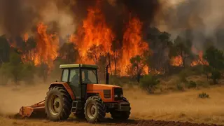Tractor trabajando en las labores de extinci&oacute;n de un incendio forestal - EDdM