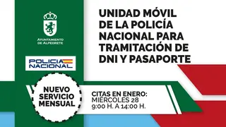 Alpedrete: La unidad m&oacute;vil de la Polic&iacute;a Nacional para DNI y pasaporte se implanta como servicio mensual - Cartel del Ayuntamiento de Alpedrete
