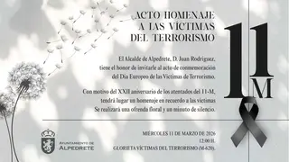Homenaje 11 de marzo Alpedrete - Cartel del Ayuntamiento de Alpedrete
