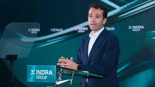 &Aacute;ngel Escribano en la presentaci&oacute;n de resultados de Indra de 2025 - Foto de Indra