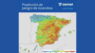 Mapa de riesgo de incendios en Espa&ntilde;a (mediados de julio 2026) - Imagen de la AEMET