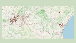 Un total de 46 tramos de carretera permanecen cortados en cuatro comunidades por los incendios forestales - Imagen de la DGT sobre fondo verde