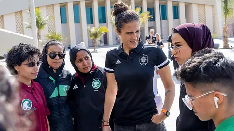 Montse Tomé durante la formación en Arabia - Foto de la RFEF