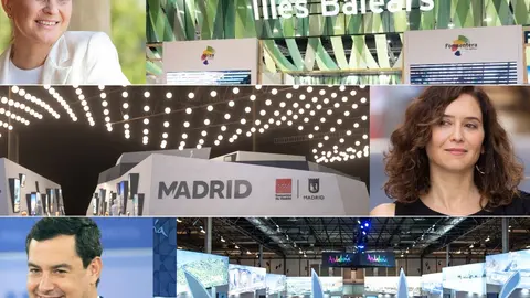 Fotomontaje con varios presidentes autonómicos y estands de Fitur - Foto de lcgea