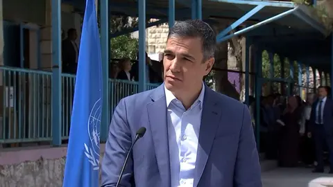 Pedro Sánchez tras su visita al campo de refugiados - Imagen de Moncloa
