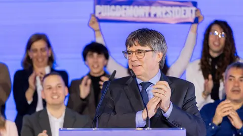 Carles Puigdemont, durante un acto de campaña - Foto de Junts