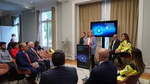 Inma Sanz durante un foro sobre emergencias sanitarias | Foto de la Comunidad de Madrid