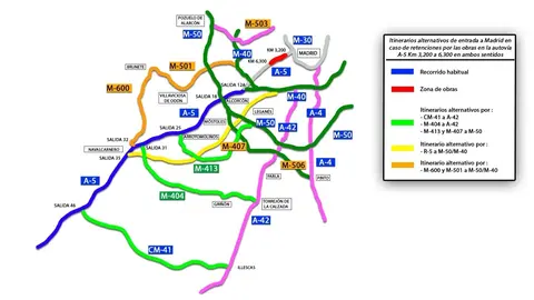 Itinerarios alternativos a las obras por el soterramiento de la A-5 en Madrid - DGT