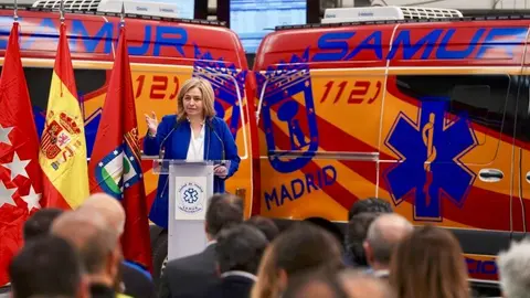 La vicealcaldesa y delegada de Seguridad y Emergencias, Inma Sanz, durante la presentación de la nueva plataforma digital - Foro Ayuntamiento de Madrid