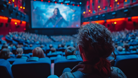 Sala de cine llena de espectadores - Foto de 123RF/awitreenan88