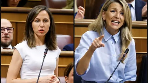 La líder de Podemos, Ione Belarra, y la dirigente de Sumar y vicepresidenta Yolanda Díaz | Fotos del Congreso