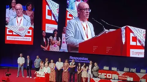 Unai Sordo en su discurso tras ser reelegido | Foto de CCOO