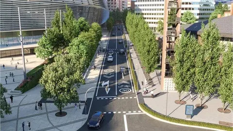 Recreación del proyecto de urbanización del entorno del Bernabéu