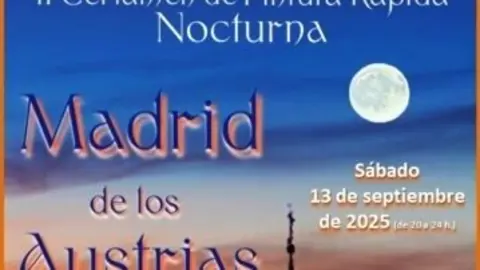 Cartel con vista nocturna de la plaza Mayor