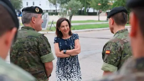 Margarita Robles, en la base 'El Goloso' este lunes - Foto MDE/Iñaki Gómez