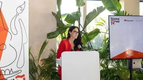 La vicepresidenta ejecutiva de la AEHM, Mar de Miguel, durante la presentación del ciclo | Foto de la AEHM