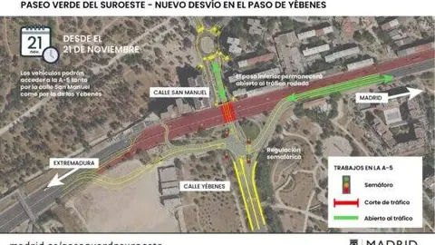 Infografía desvío A-5 horizontal